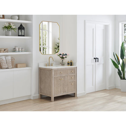 36"x30" Octagon Aluminum Framed in Brushed Gold Modern Bathroom Wall Mirror