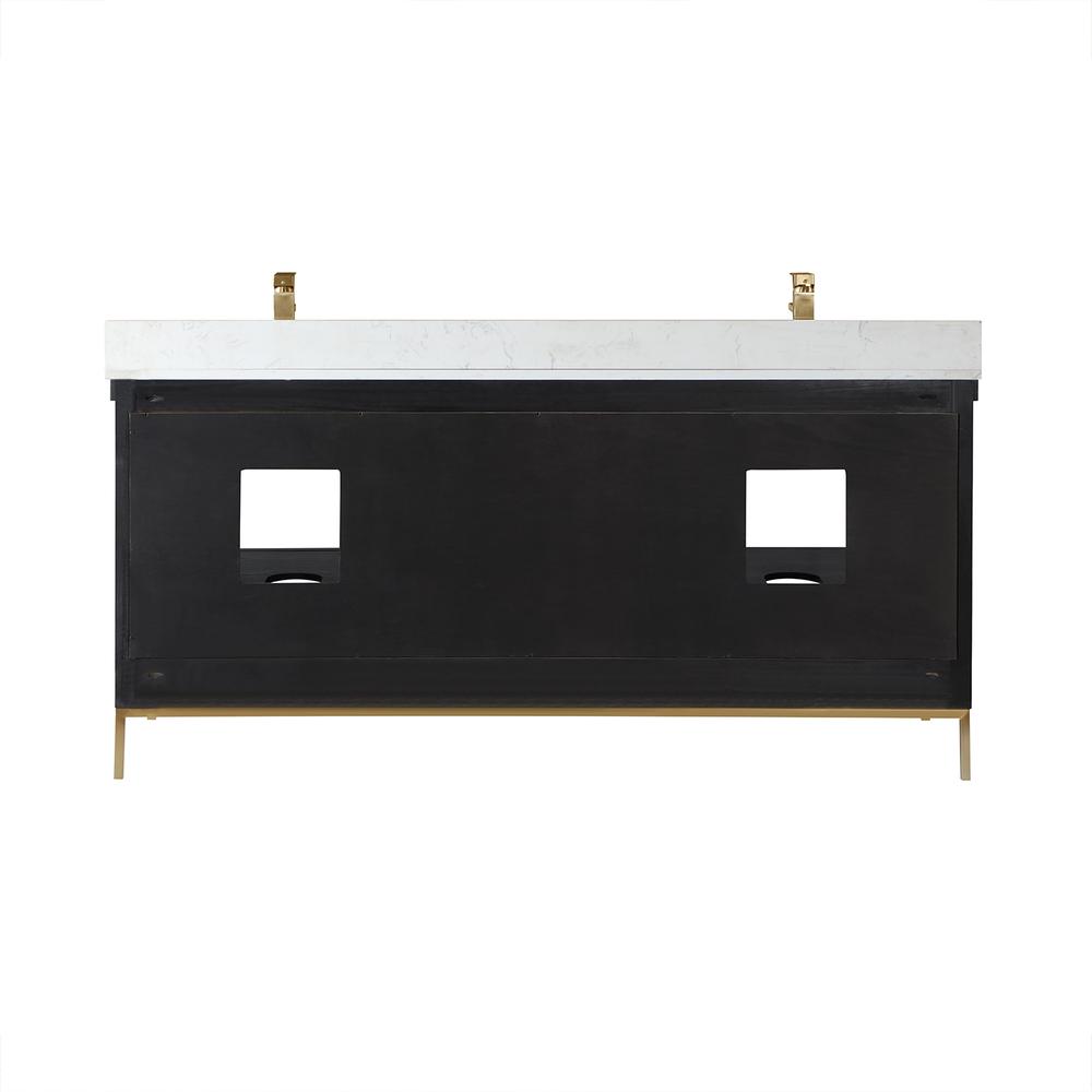 72" Double Bathroom Vanity Set in Black Oak without Mirror
