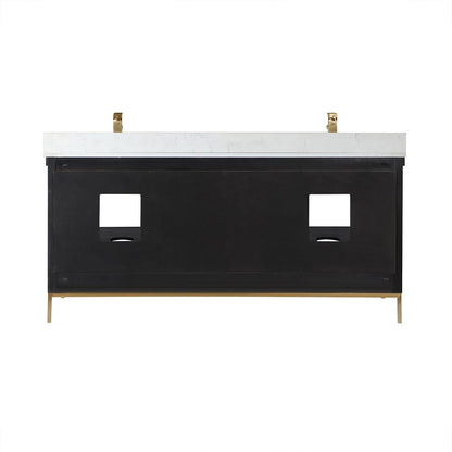72" Double Bathroom Vanity Set in Black Oak without Mirror