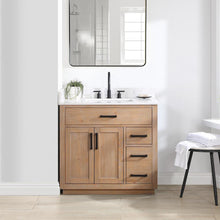 36" Single Bathroom Vanity in Light Brown without Mirror