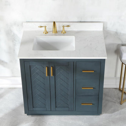 36" Single Bathroom Vanity Set in Classic Blue without Mirror
