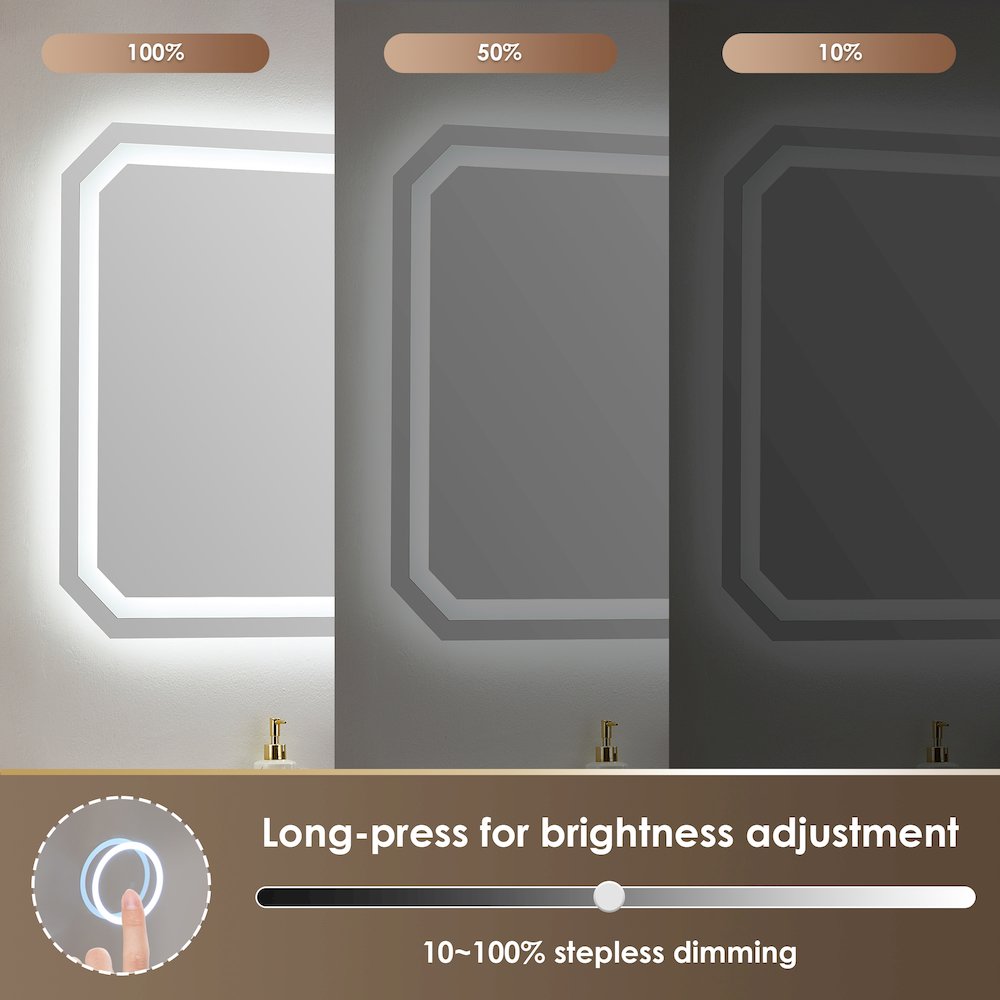 48x30" Octogan Frameless Modern LED Bathroom Vanity Mirror