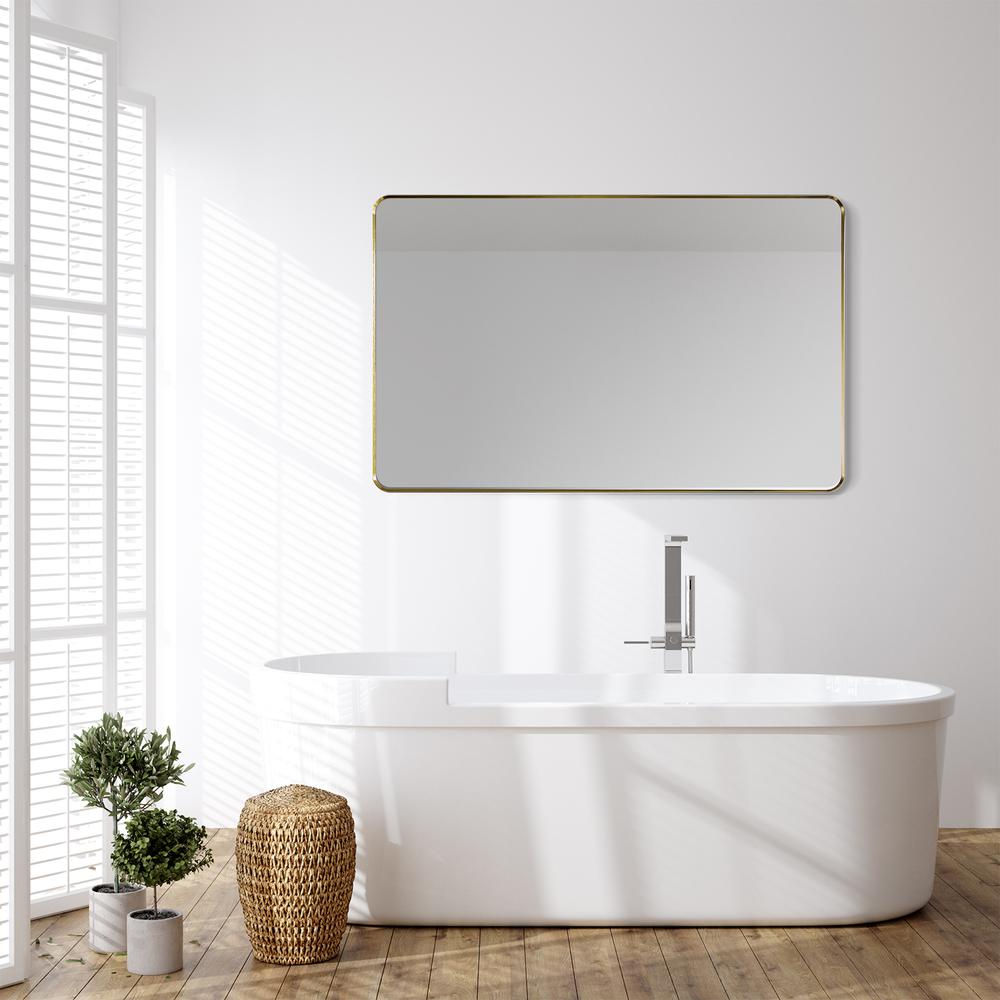 Nettuno 48" Rectangle Bathroom/Vanity Brushed Gold Aluminum Framed Wall Mirror