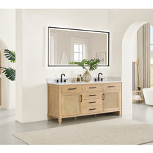 72" Double Bathroom Vanity in with Grain White Engineered Stone Countertop