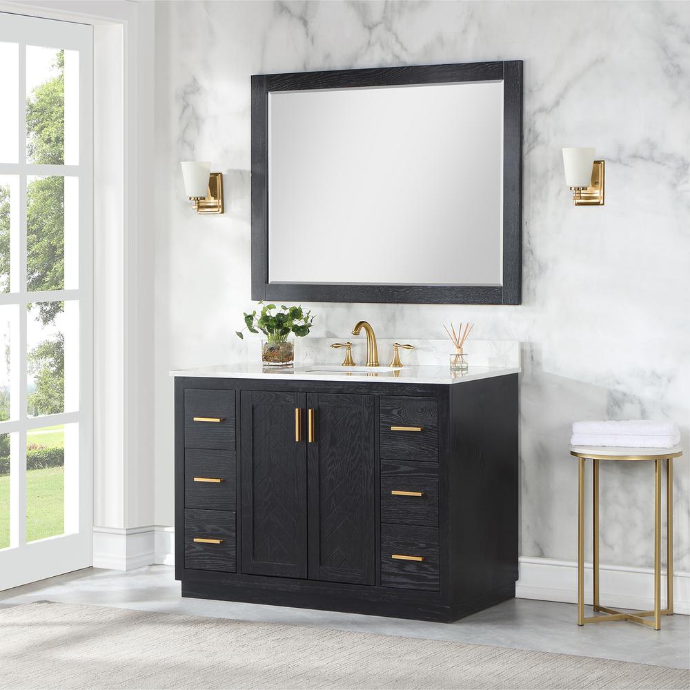 48" Single Bathroom Vanity Set in Black Oak with Mirror