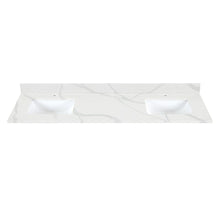 Arbios 72. in Quartz Stone Vanity Top in Calacatta White with White Sink