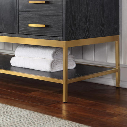 60" Single Bathroom Vanity Set in Black Oak with Mirror