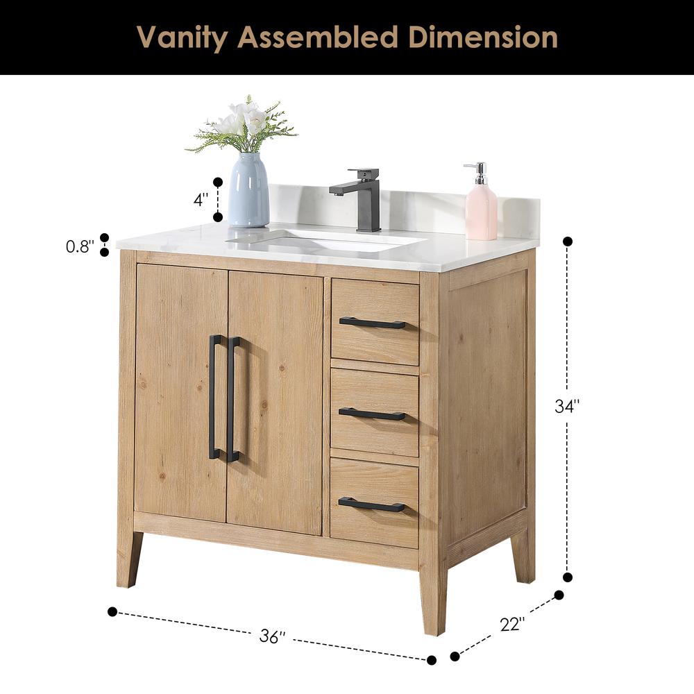 Single Bathroom Vanity in Weathered Fir with Stone Countertop with Mirror