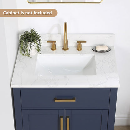 Ceres 31. in Engineered Stone Vanity Top in Grain White with Single White Sink