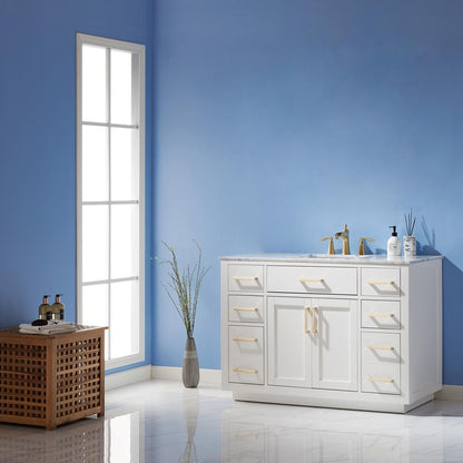 48" Single Bathroom Vanity Set in White without Mirror