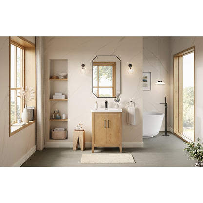 24" Single Bathroom Vanity in with White Ceramic Intergated Sink with Mirror