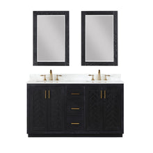 60" Double Bathroom Vanity Set in Black Oak with Mirror