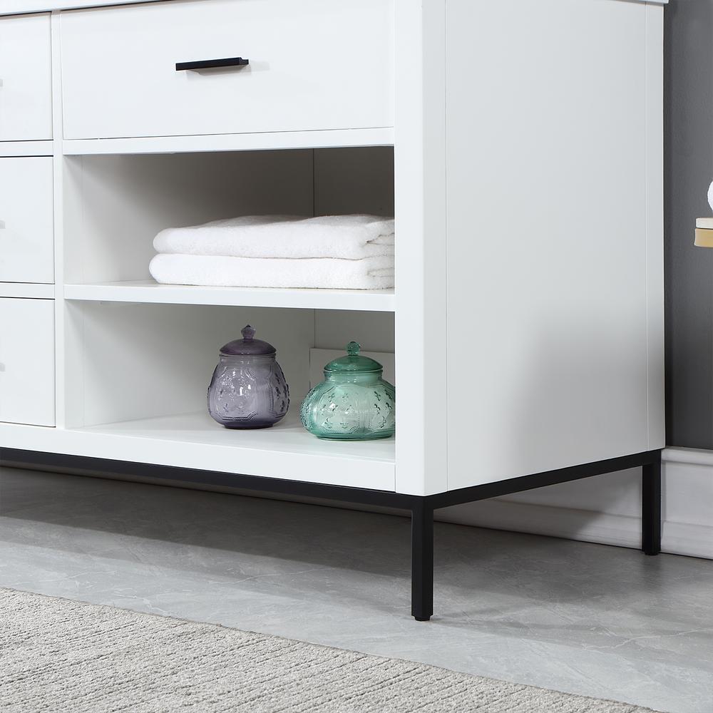 72" Double Bathroom Vanity Set in White with Mirror