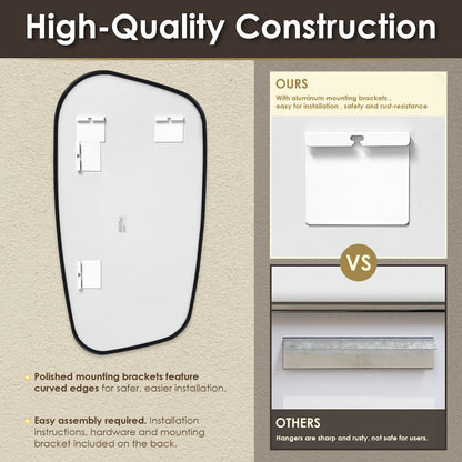 26"x48" Novelty Aluminum Framed in Matte Black Modern Bathroom Wall Mirror
