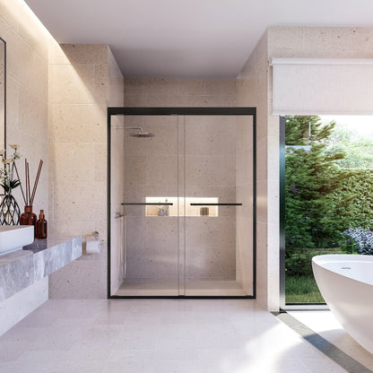 Framed Shower Door in Matte Black with Clear Glass