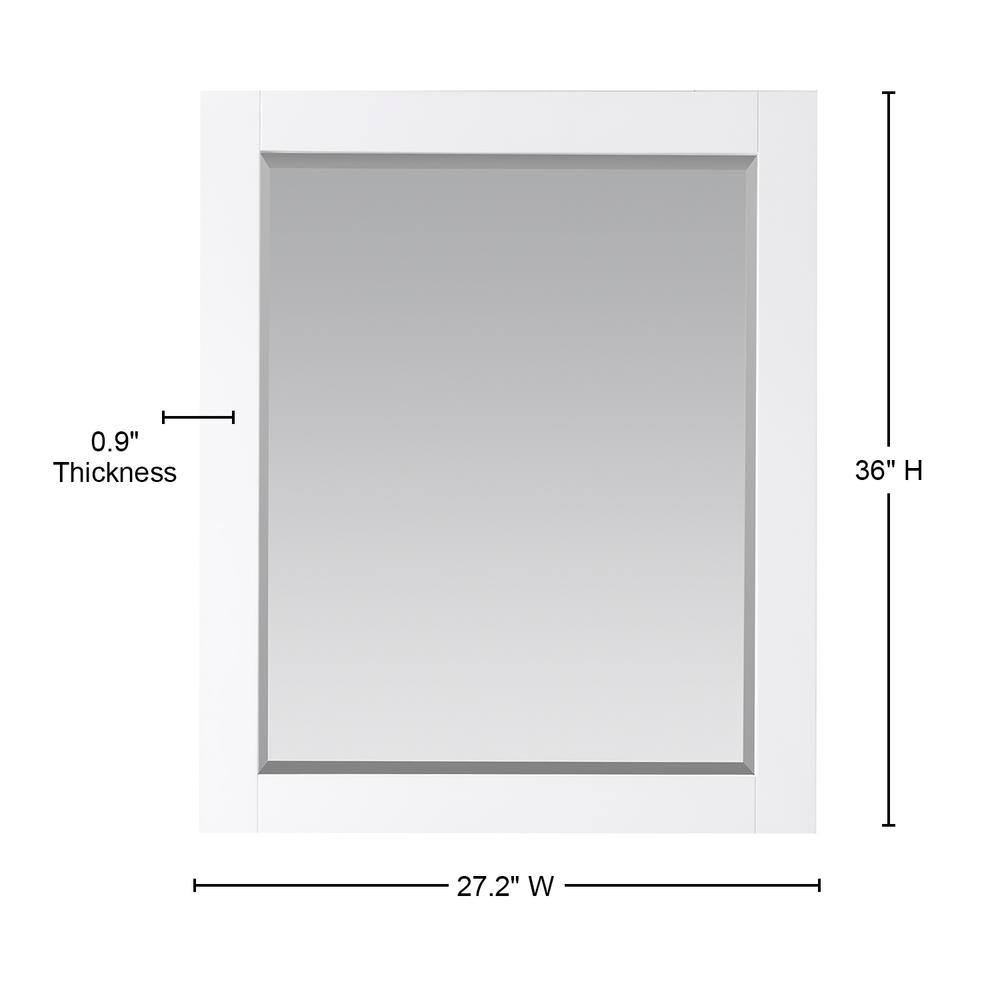 28" Rectangular Bathroom Wood Framed Wall Mirror in White