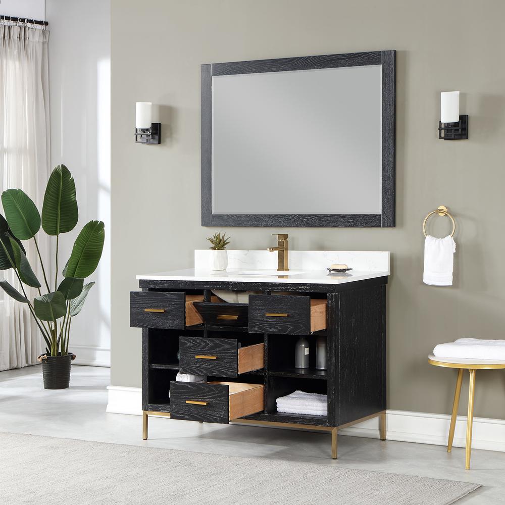 48" Single Bathroom Vanity Set in Black Oak with Mirror