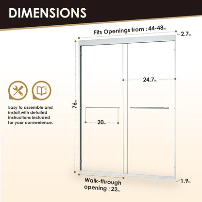 Framed Shower Door in Polished Chrome with Clear Glass