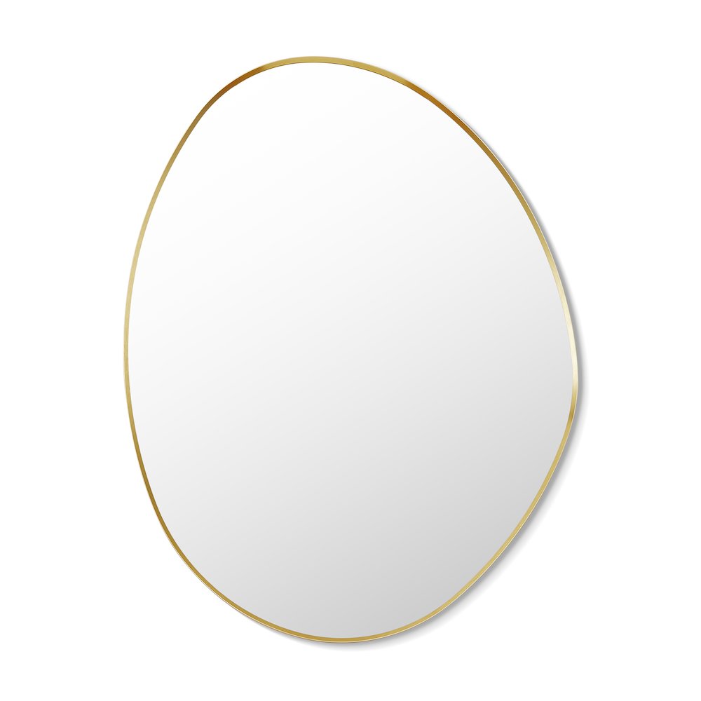 28"x36" Irregular Aluminum Framed in Brushed Gold Modern Bathroom Wall Mirror