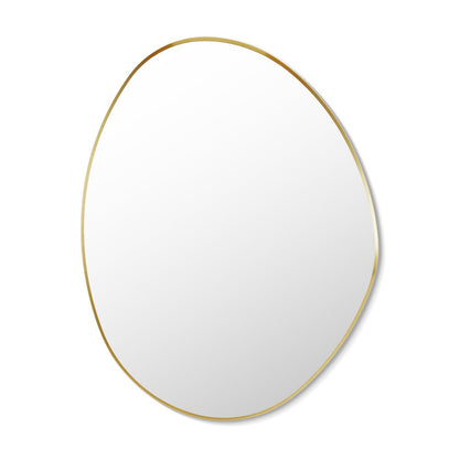28"x36" Irregular Aluminum Framed in Brushed Gold Modern Bathroom Wall Mirror