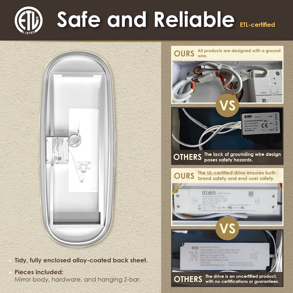 26"x65" Rectangular Anti-Fog Dimmable Modern Bathroom/Dressing