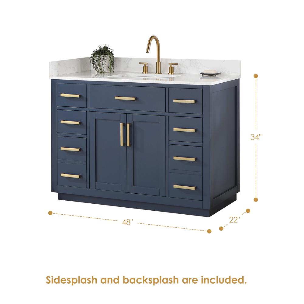 48" Single Bathroom Vanity in Royal Blue with Mirror