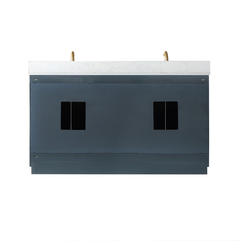 60" Double Bathroom Vanity Set in Classic Blue without Mirror