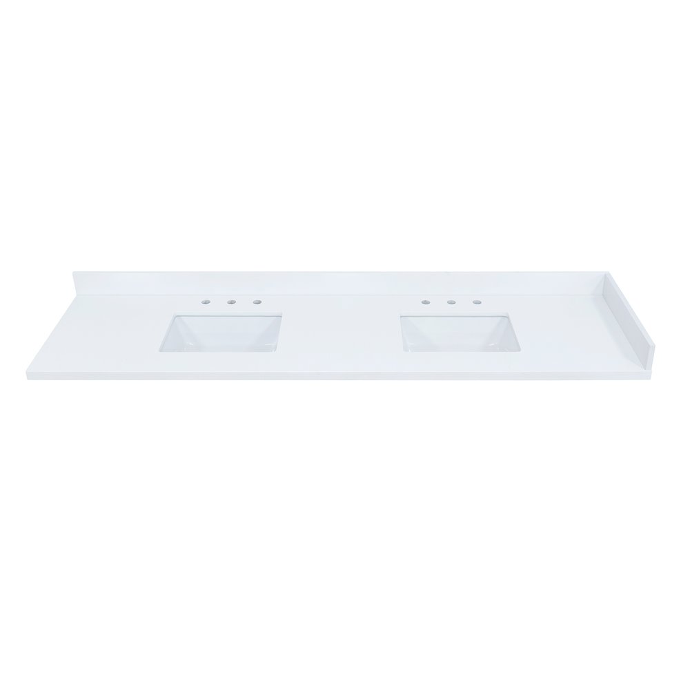 Caorle 84. in Engineered Stone Vanity Top in Snow White with White Sink