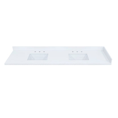 Caorle 84. in Engineered Stone Vanity Top in Snow White with White Sink