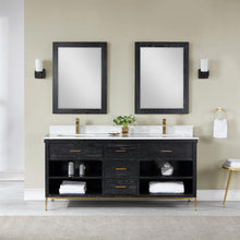 72" Double Bathroom Vanity Set in Black Oak with Mirror