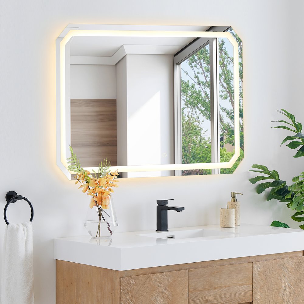 48x30" Octogan Frameless Modern LED Bathroom Vanity Mirror