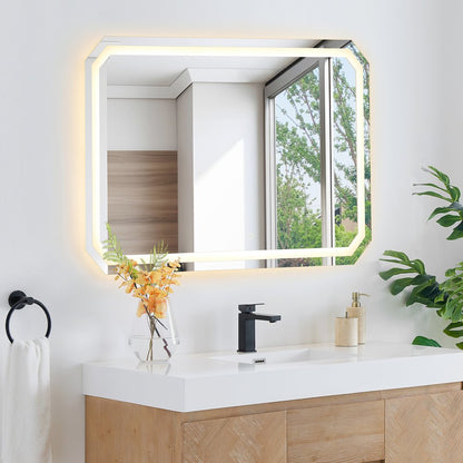 48x30" Octogan Frameless Modern LED Bathroom Vanity Mirror