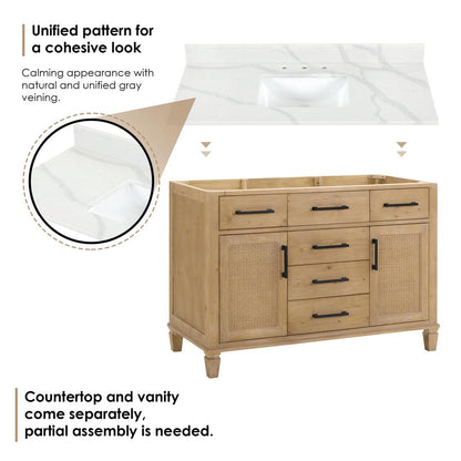 Single Bathroom Vanity in Weathered Fir with Stone Countertop without Mirror