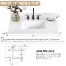 Ceres 37. in Engineered Stone Vanity Top in Grain White with Single White Sink