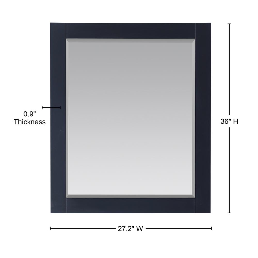 28" Rectangular Bathroom Wood Framed Wall Mirror in Classic Blue