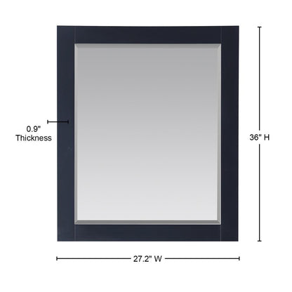 28" Rectangular Bathroom Wood Framed Wall Mirror in Classic Blue