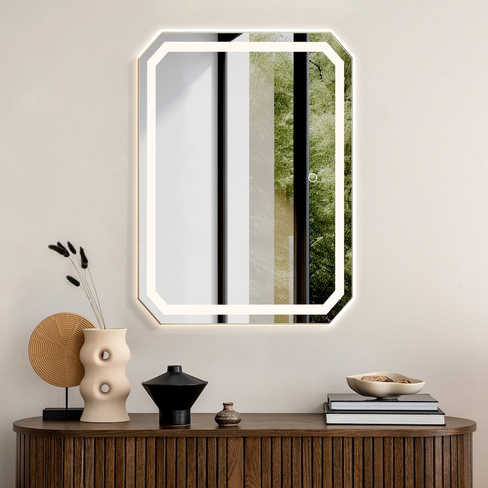 36x30" Octogan Frameless Modern LED Bathroom Vanity Mirror