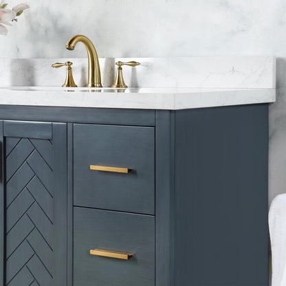 84" Double Bathroom Vanity Set in Classic Blue without Mirror
