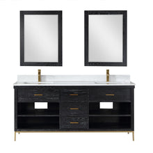 72" Double Bathroom Vanity Set in Black Oak with Mirror