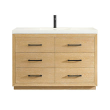 48" Single Bathroom Vanity in White Oak with White Artificial Drop-in Sink