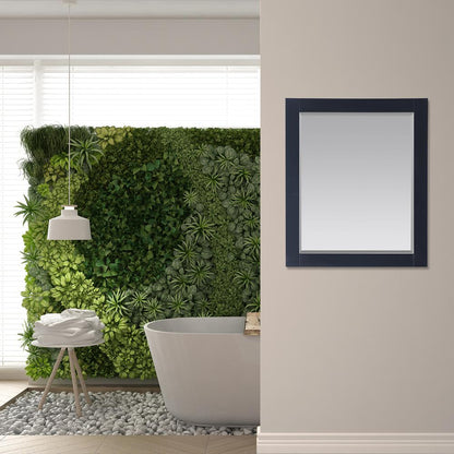 28" Rectangular Bathroom Wood Framed Wall Mirror in Classic Blue