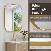 24x32" Rectangular Aluminum Framed in Brushed Gold Modern Bathroom Wall Mirror