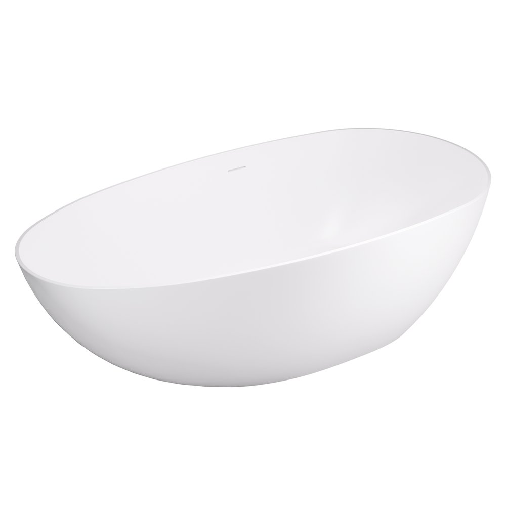 59" x 31" Solid Surface Soaking Bathtub and Integrated Overflow