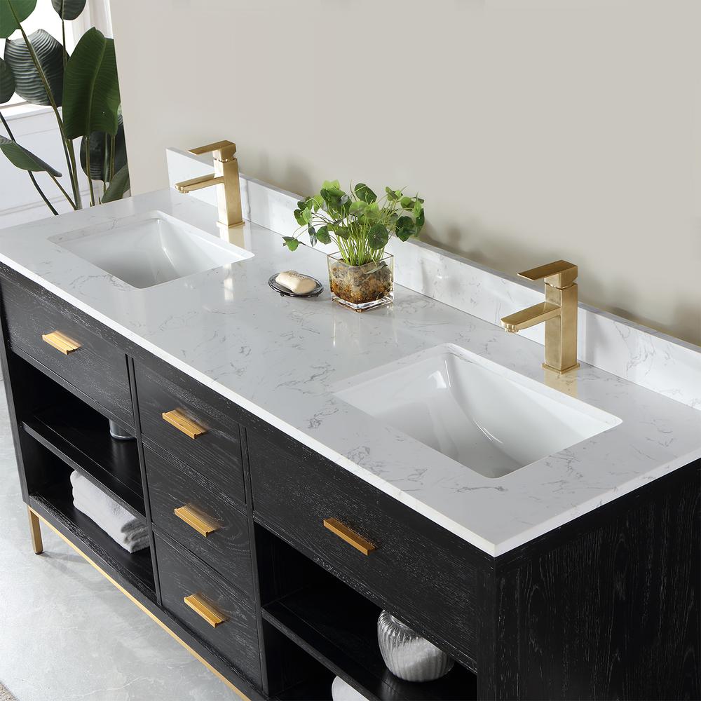 72" Double Bathroom Vanity Set in Black Oak without Mirror