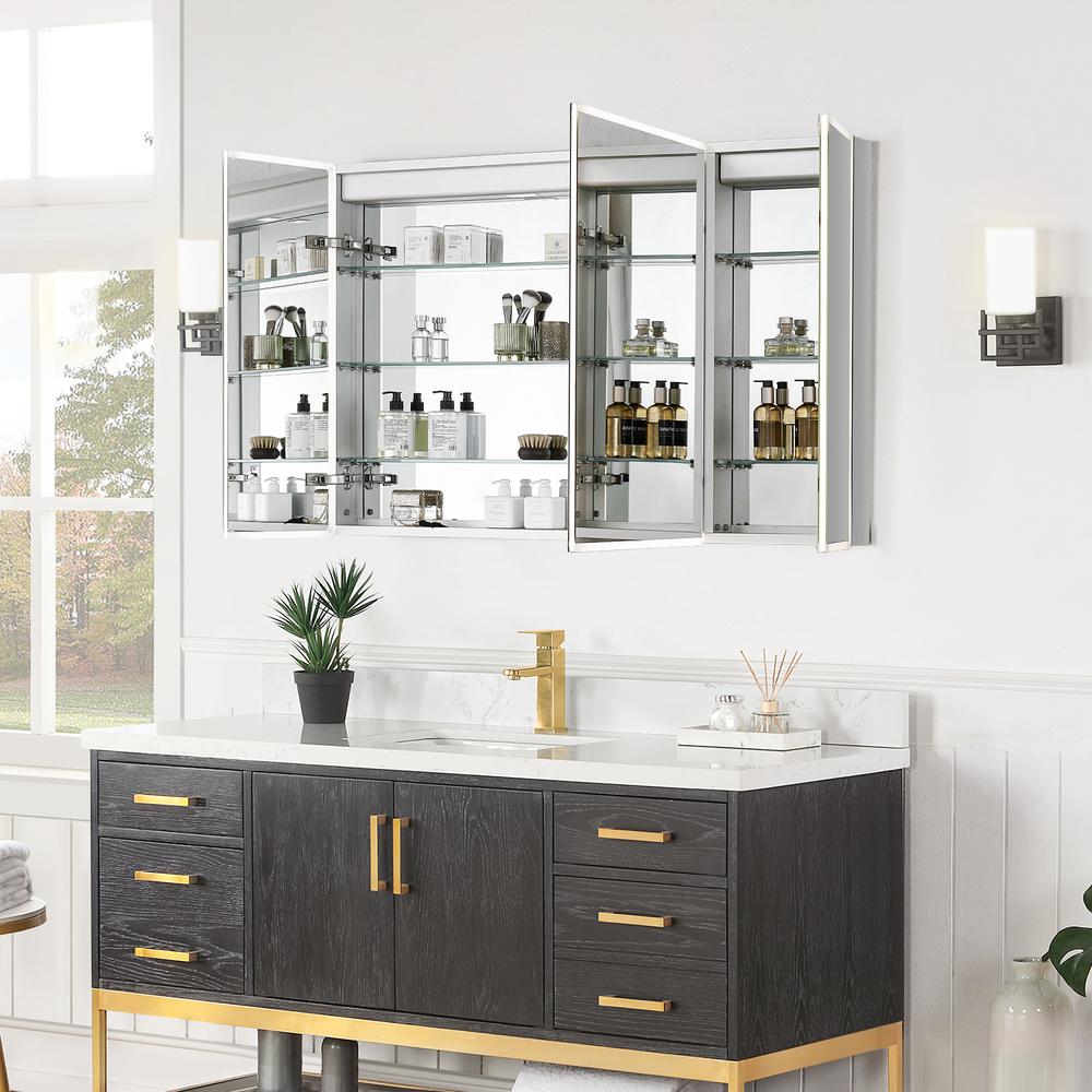 Frameless Surface-Mount/Recessed LED Lighted Bathroom Medicine Cabinet