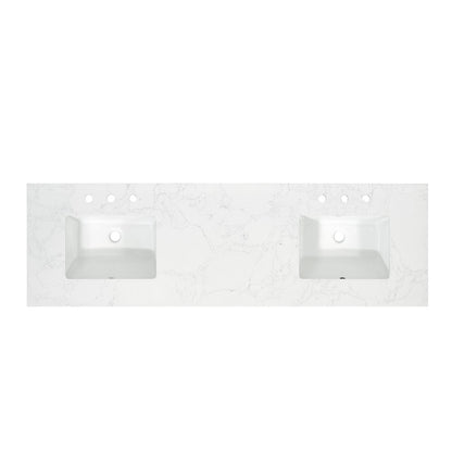 Ceres 73. in Engineered Stone Vanity Top in Grain White with Double White Sink