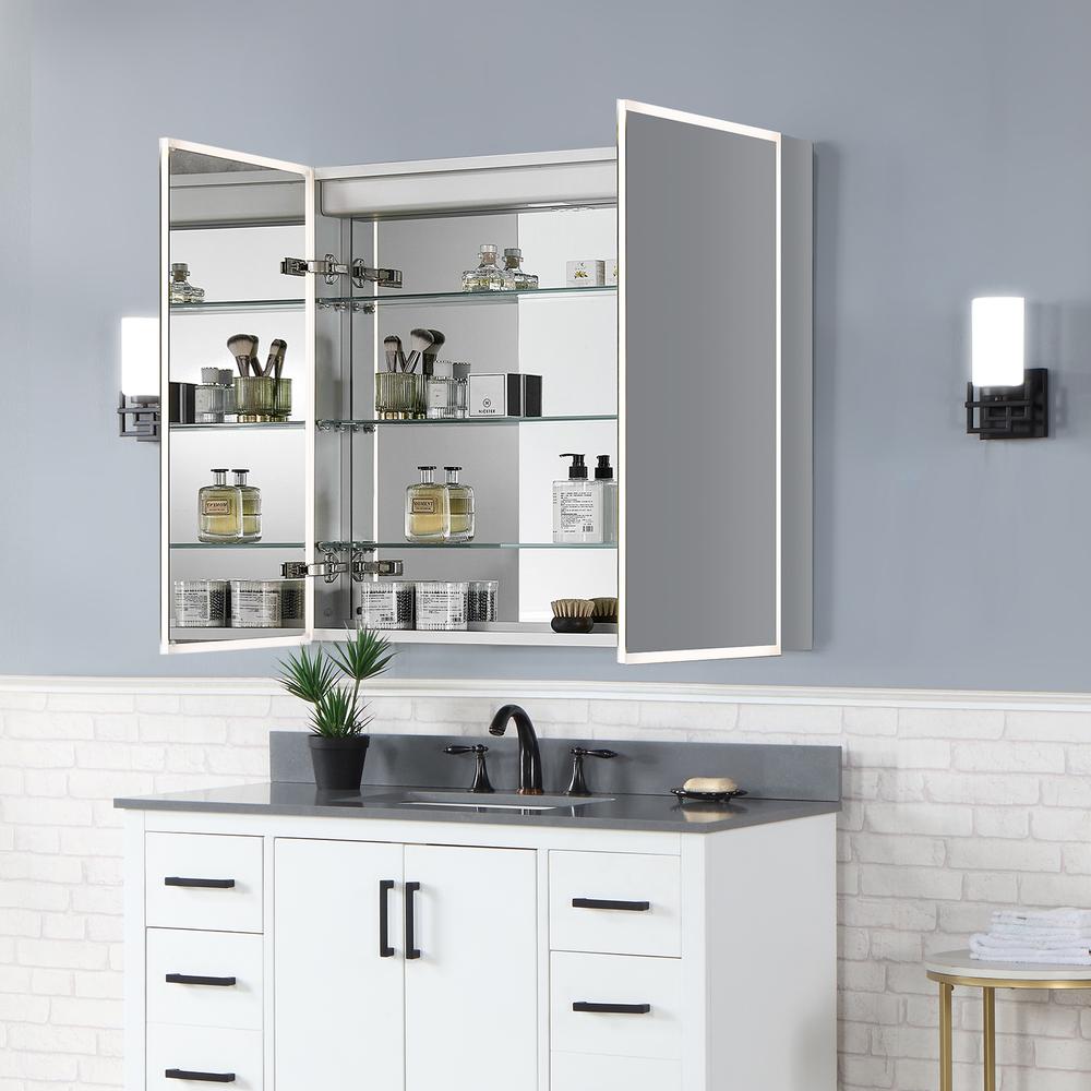 Frameless Surface-Mount/Recessed LED Lighted Bathroom Medicine Cabinet