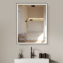 24"x32" Rectangular Bathroom Black Aluminum Mirror Medicine Cabinet