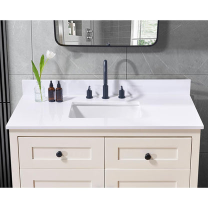 43. in Composite Stone Vanity Top in Snow White with White Sink