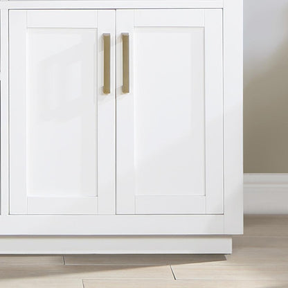 60" Double Bathroom Vanity in White without Mirror